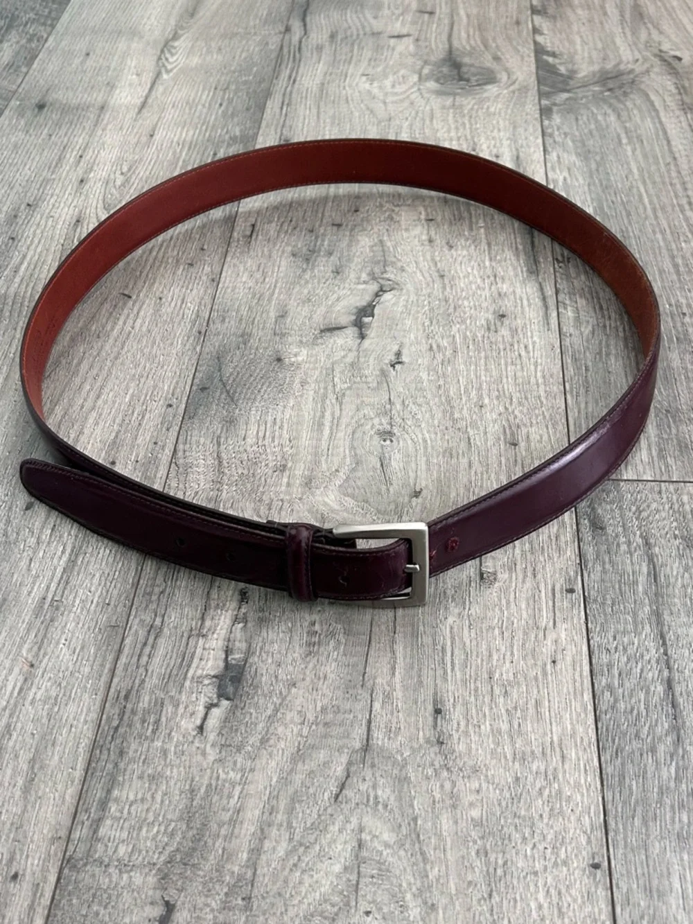 Coach Brown Leather Dress Belt Silver Buckle Size 40